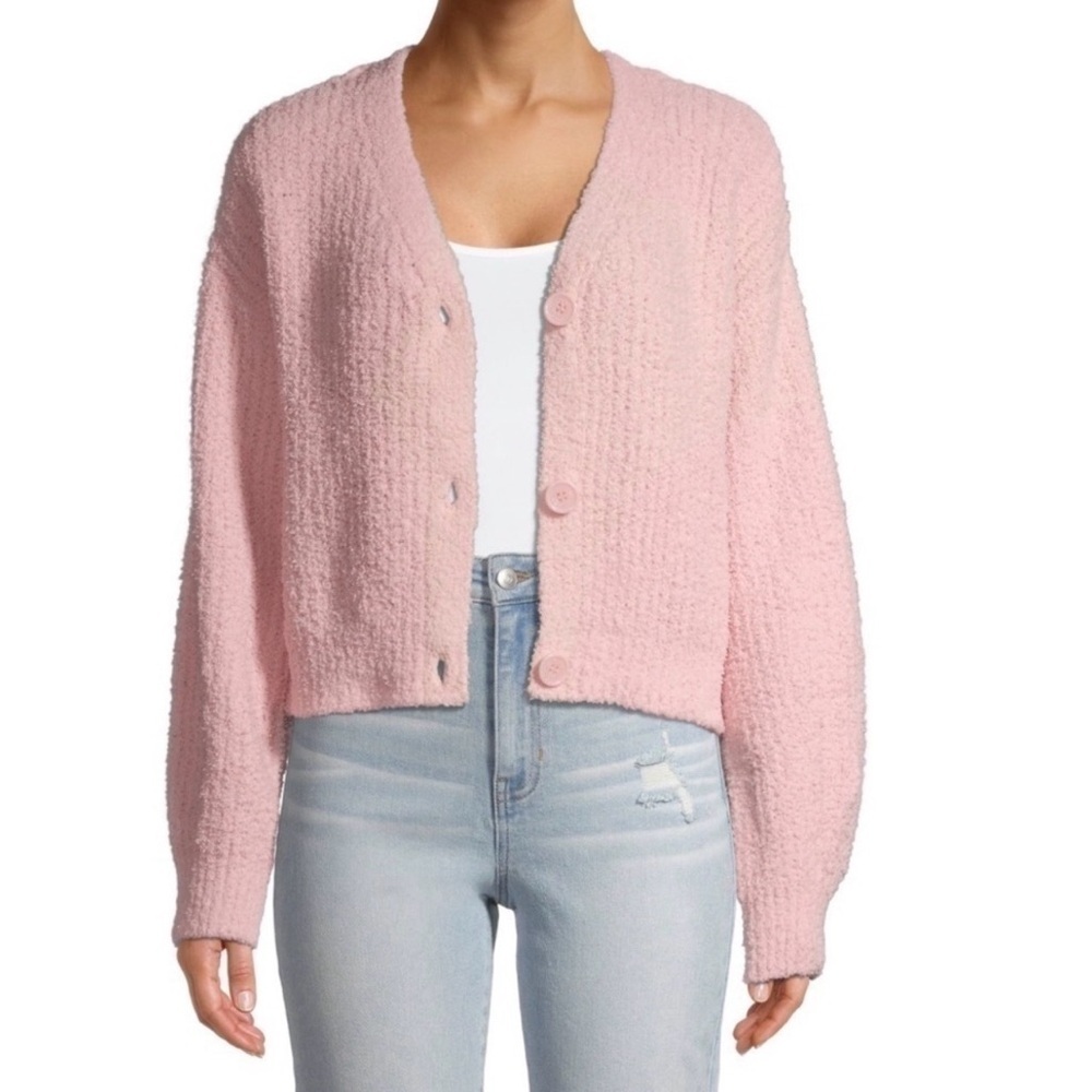 No Boundaries Juniors' Teddy Cardigan XXL (19) in Dusty Rose